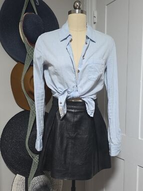 Reformation Black Leather Circle Skirt